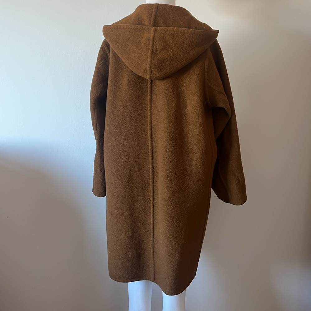 VINCE One-button Hooded Wool Coat In Brown Size M - Picture 9 of 15